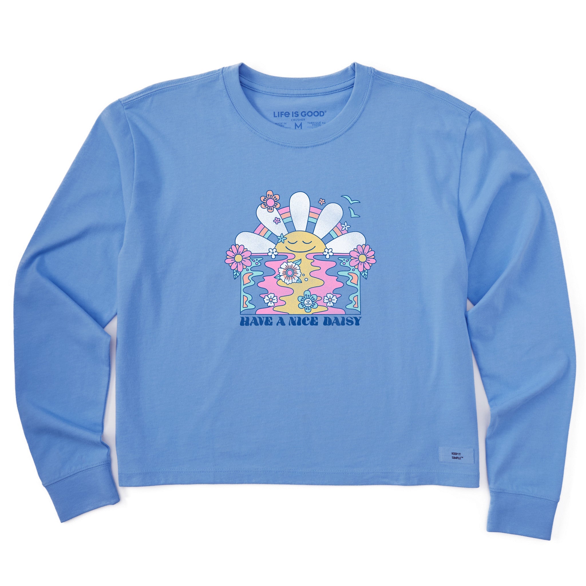 Women's Have a Nice Daisy Sunrise Long Sleeve Crusher Boxy Tee