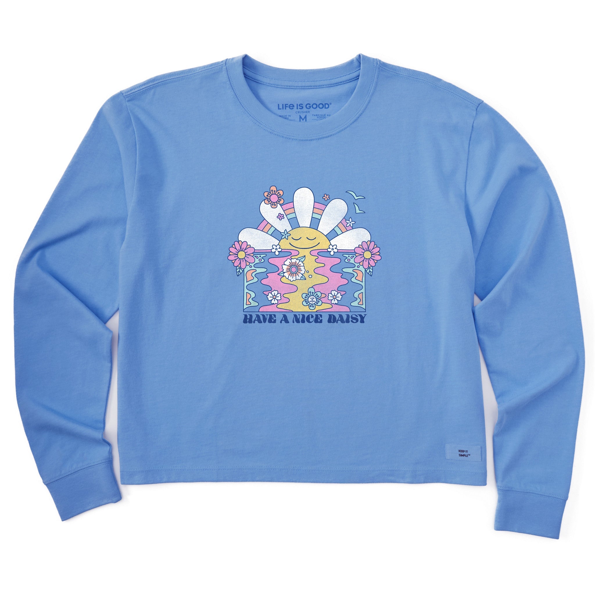 Women's Have a Nice Daisy Sunrise Long Sleeve Crusher Boxy Tee