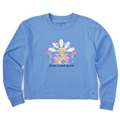 Women's Have a Nice Daisy Sunrise Long Sleeve Crusher Boxy Tee