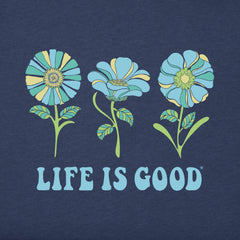 Women's 3 Flowers Long Sleeve Crusher Boxy Tee