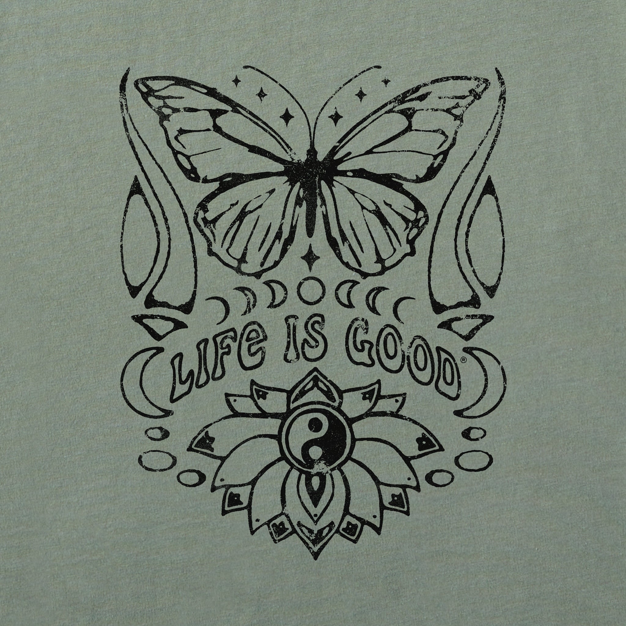 Women's Butterfly Yin Yang Long Sleeve Crusher Boxy Tee