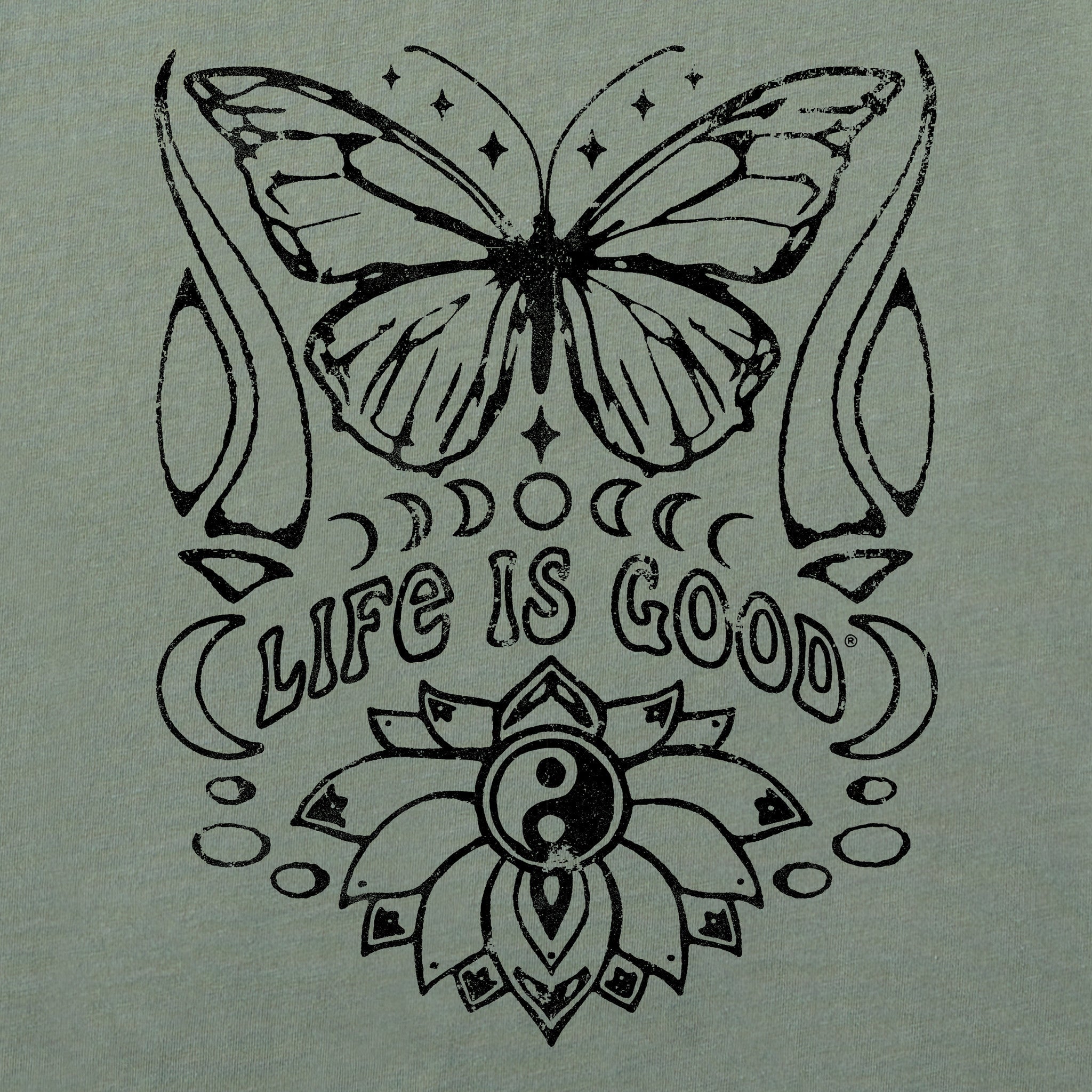 Women's Butterfly Yin Yang Long Sleeve Crusher Boxy Tee