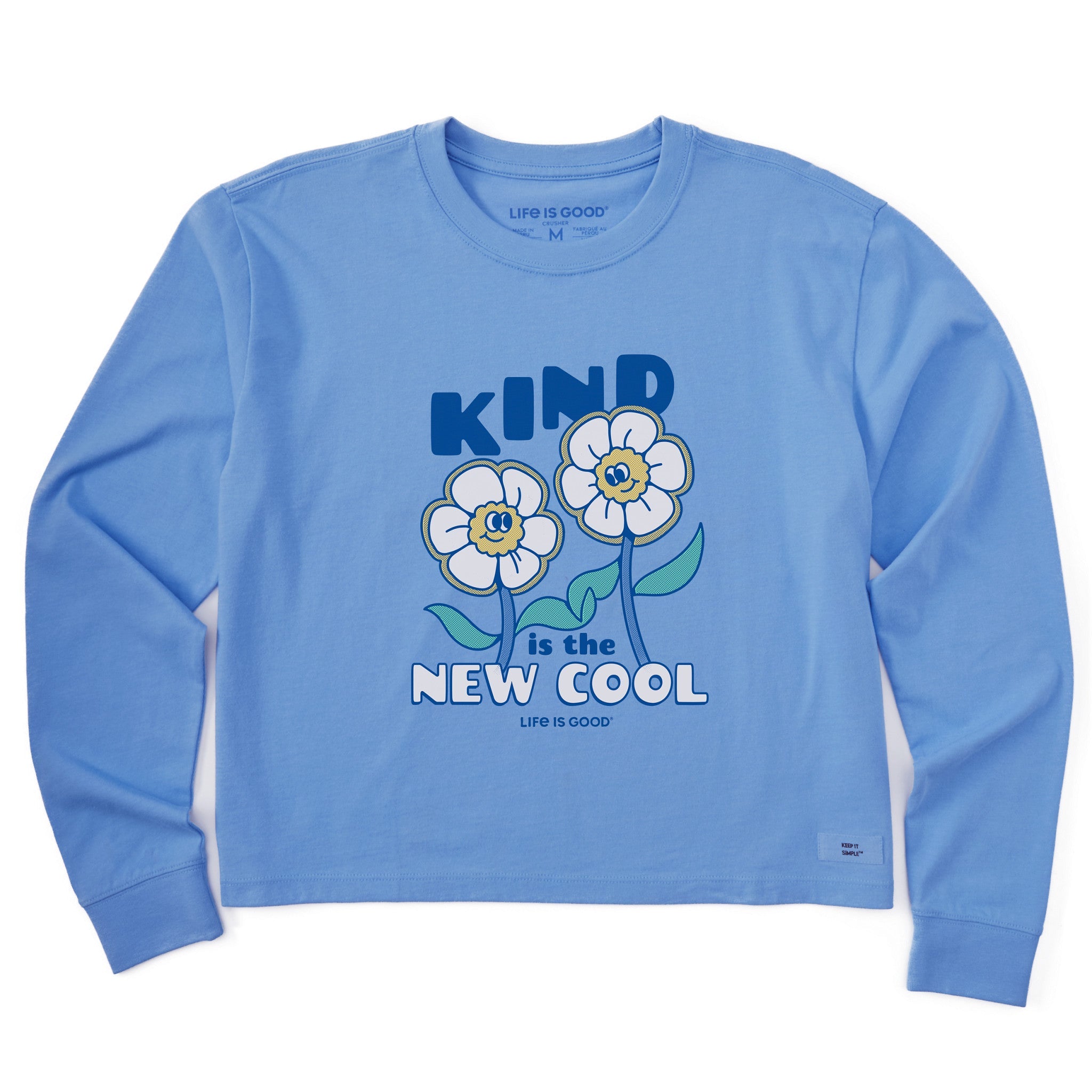 Women's Kind is the New Cool Flowers Long Sleeve Crusher Boxy Tee