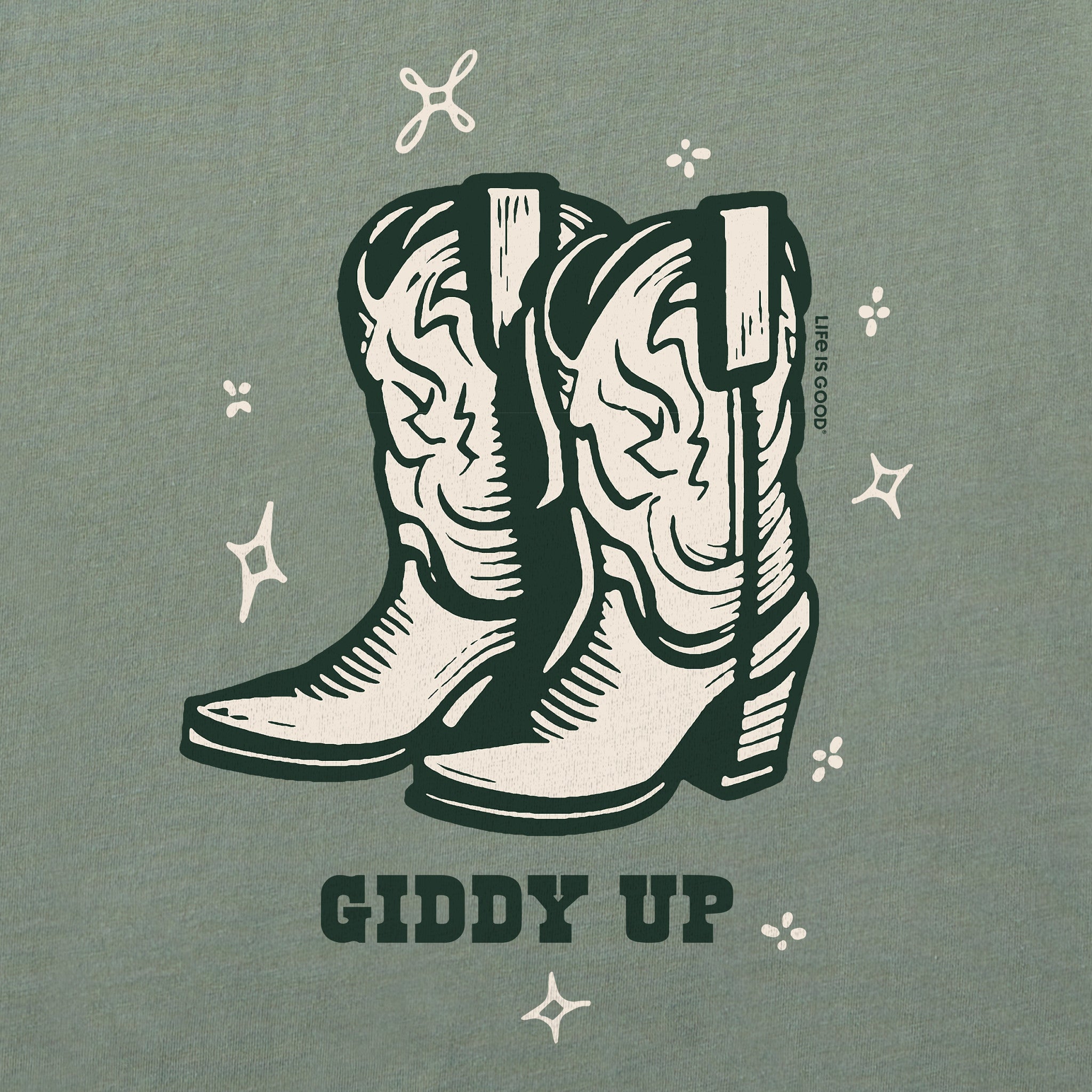 Women's Cowboy Boots Giddy Up Long Sleeve Crusher Boxy Tee