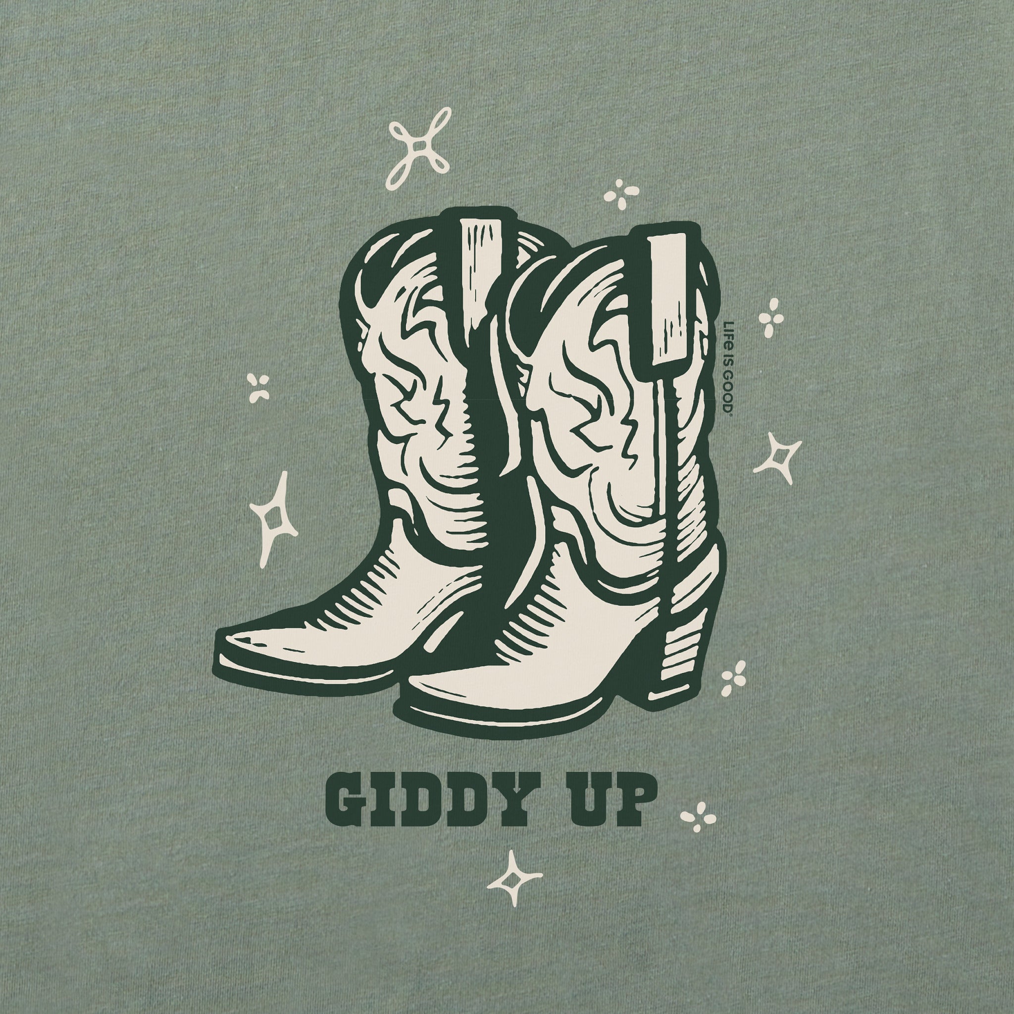 Women's Cowboy Boots Giddy Up Long Sleeve Crusher Boxy Tee