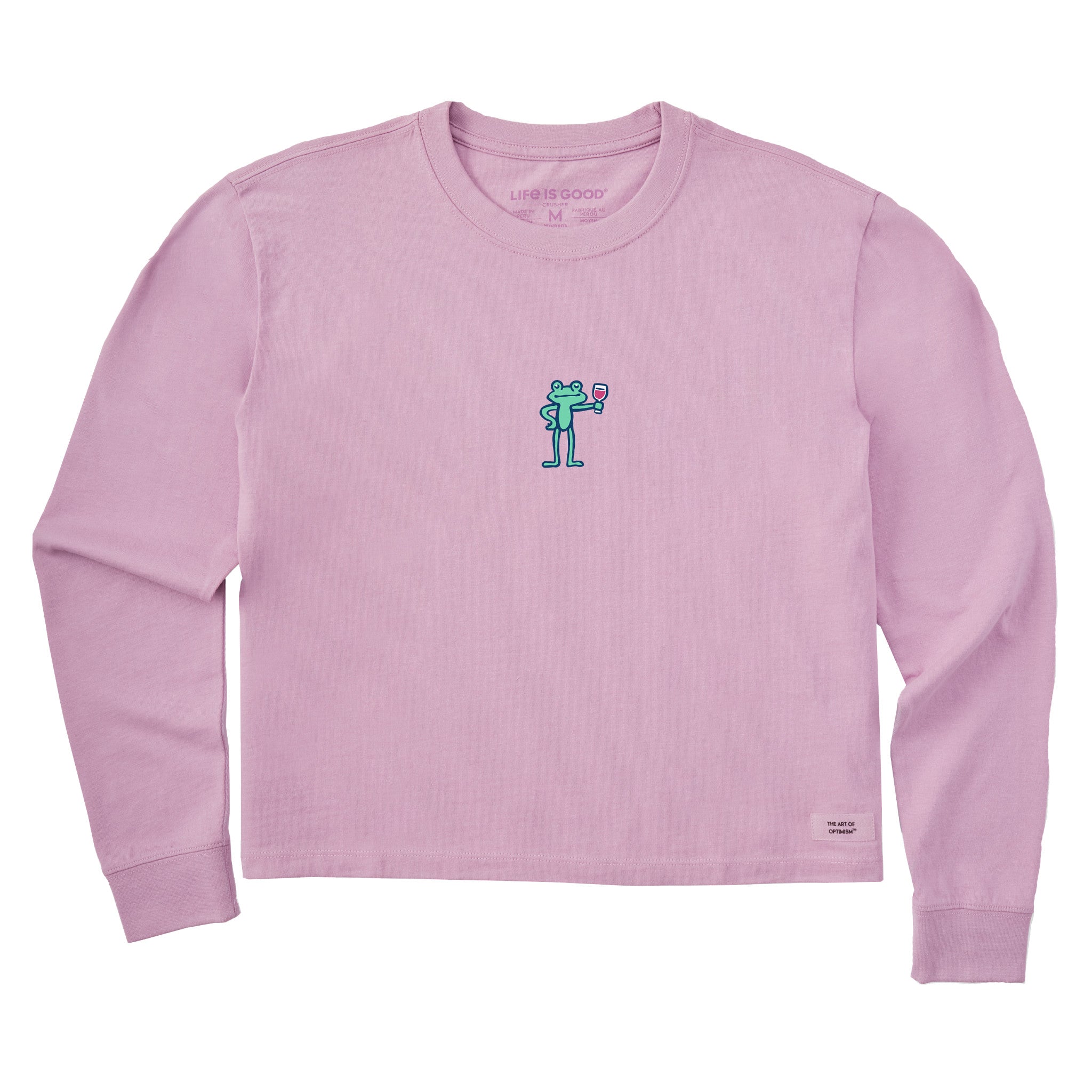 Women's Frog with Wine Long Sleeve Crusher Boxy Tee