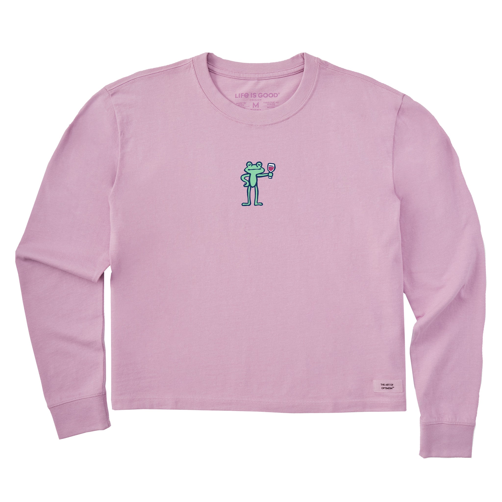 Women's Frog with Wine Long Sleeve Crusher Boxy Tee