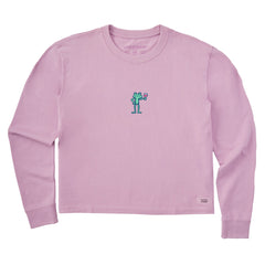 Women's Frog with Wine Long Sleeve Crusher Boxy Tee