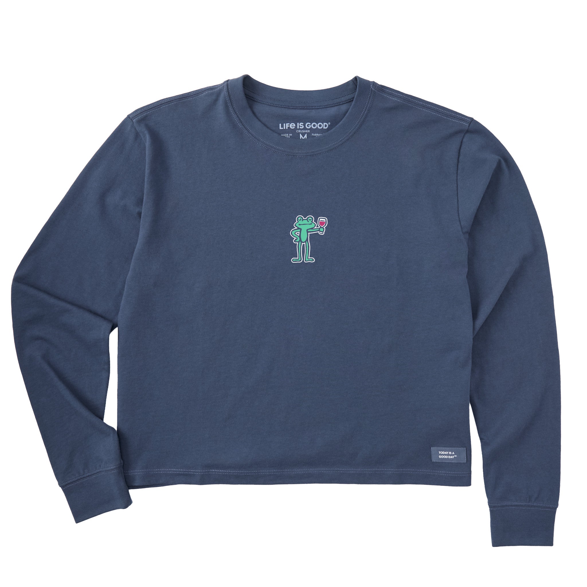 Women's Frog with Wine Long Sleeve Crusher Boxy Tee