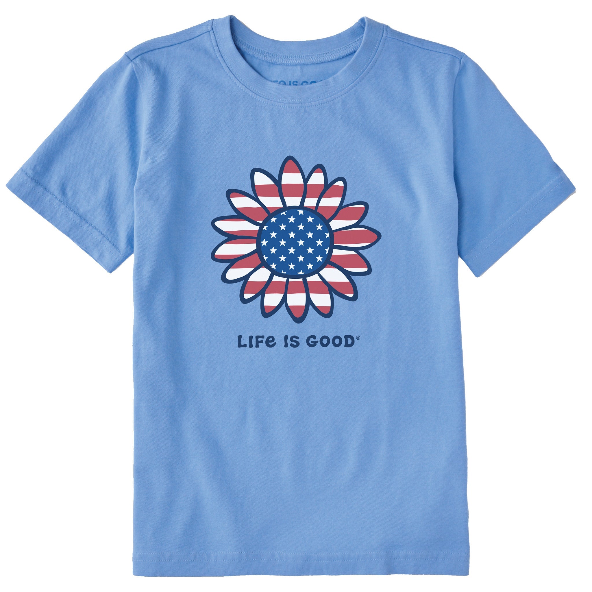 Kids Vintage Patriotic Sunflower Short Sleeve Crusher Tee