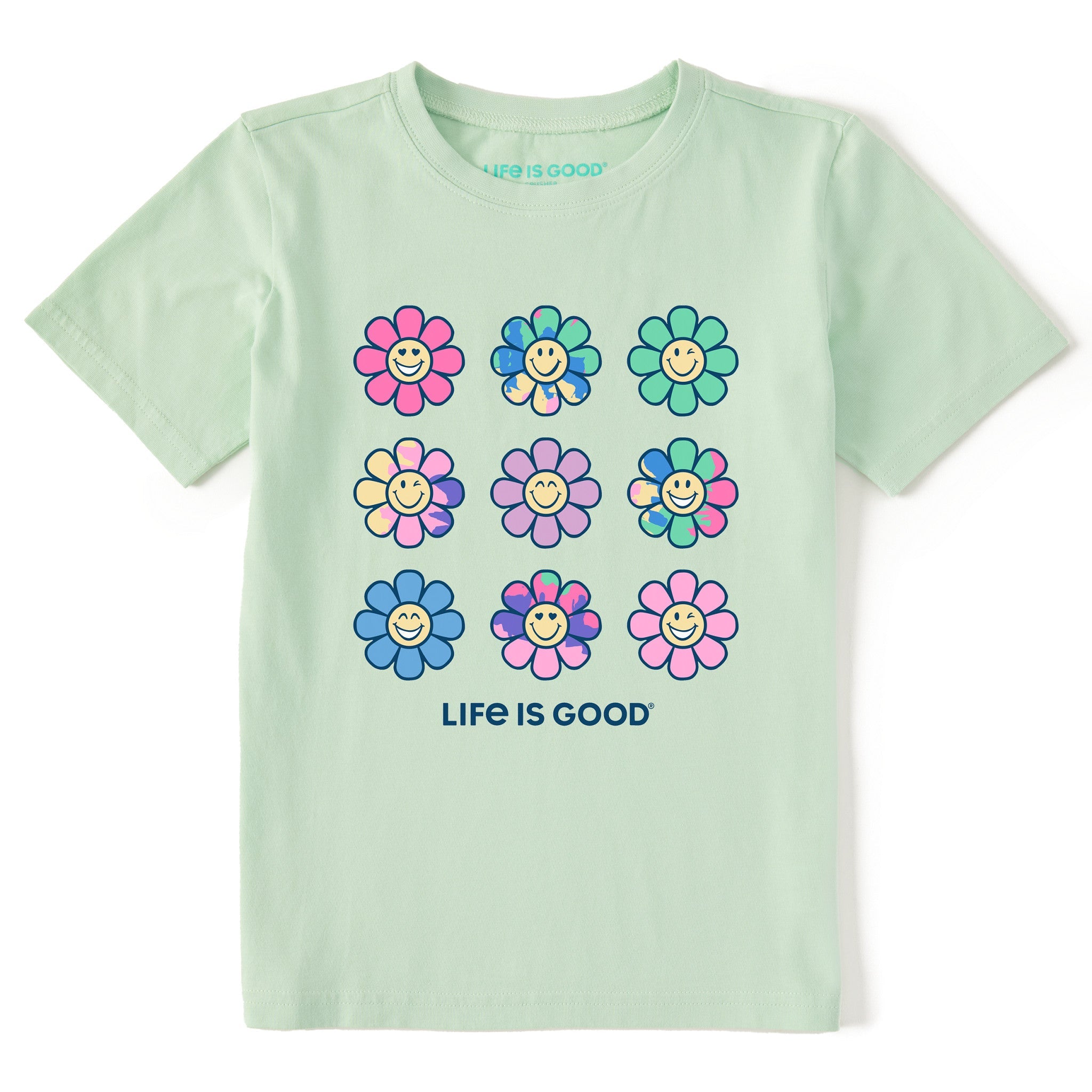 Kids Tie Dye Smile Daisies Short Sleeve Crusher Tee