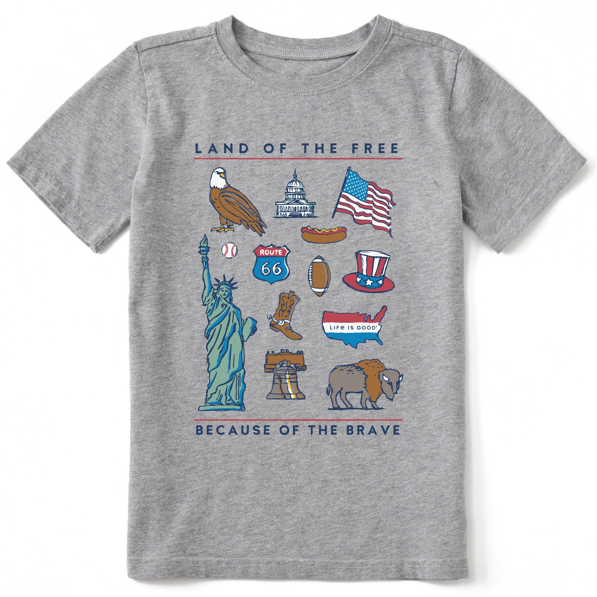 Kids Land of the Free Short Sleeve Crusher Tee