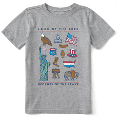 Kids Land of the Free Short Sleeve Crusher Tee