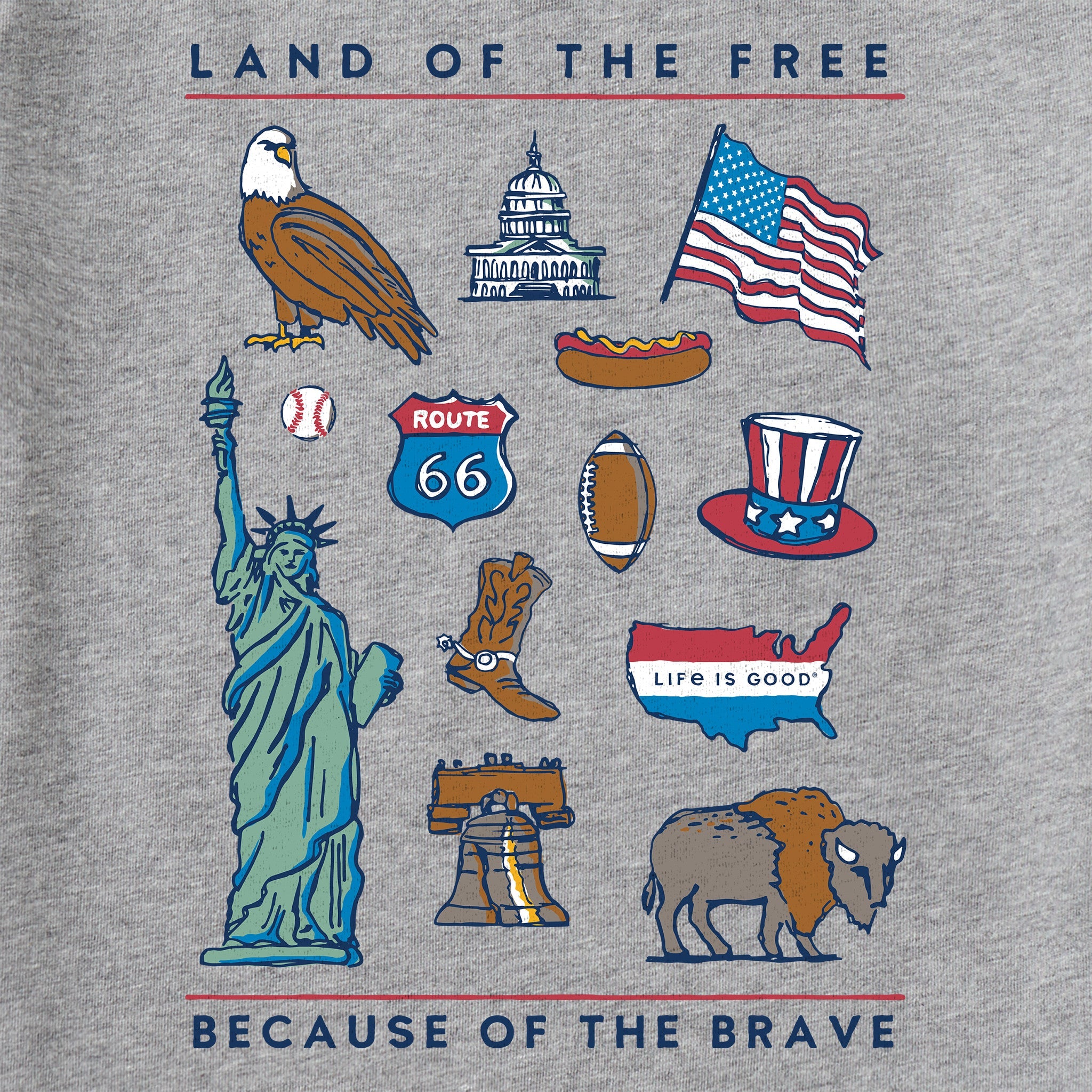 Kids Land of the Free Short Sleeve Crusher Tee