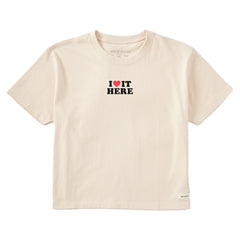 Women's I Love it Here Short Sleeve Crusher Boxy Tee