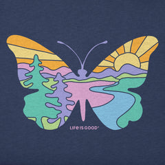 Women's Butterfly Sunset Short Sleeve Vee