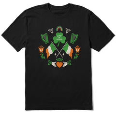 Men's Mirror Clover Irish Flags Short Sleeve Crusher Tee
