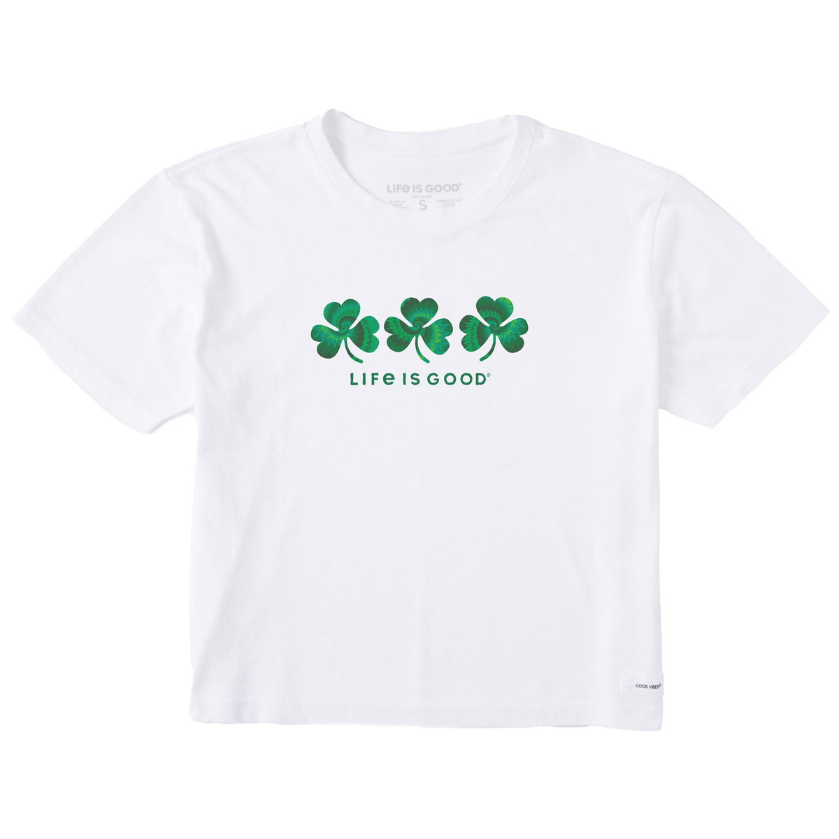 Women's 3 Tie Dye Clovers Short Sleeve Crusher Boxy Tee