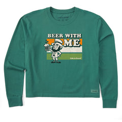 Women's Leprechaun Beer with Me Long Sleeve Crusher Boxy Tee