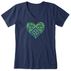 Women's Celtic Heart Short Sleeve Crusher Vee
