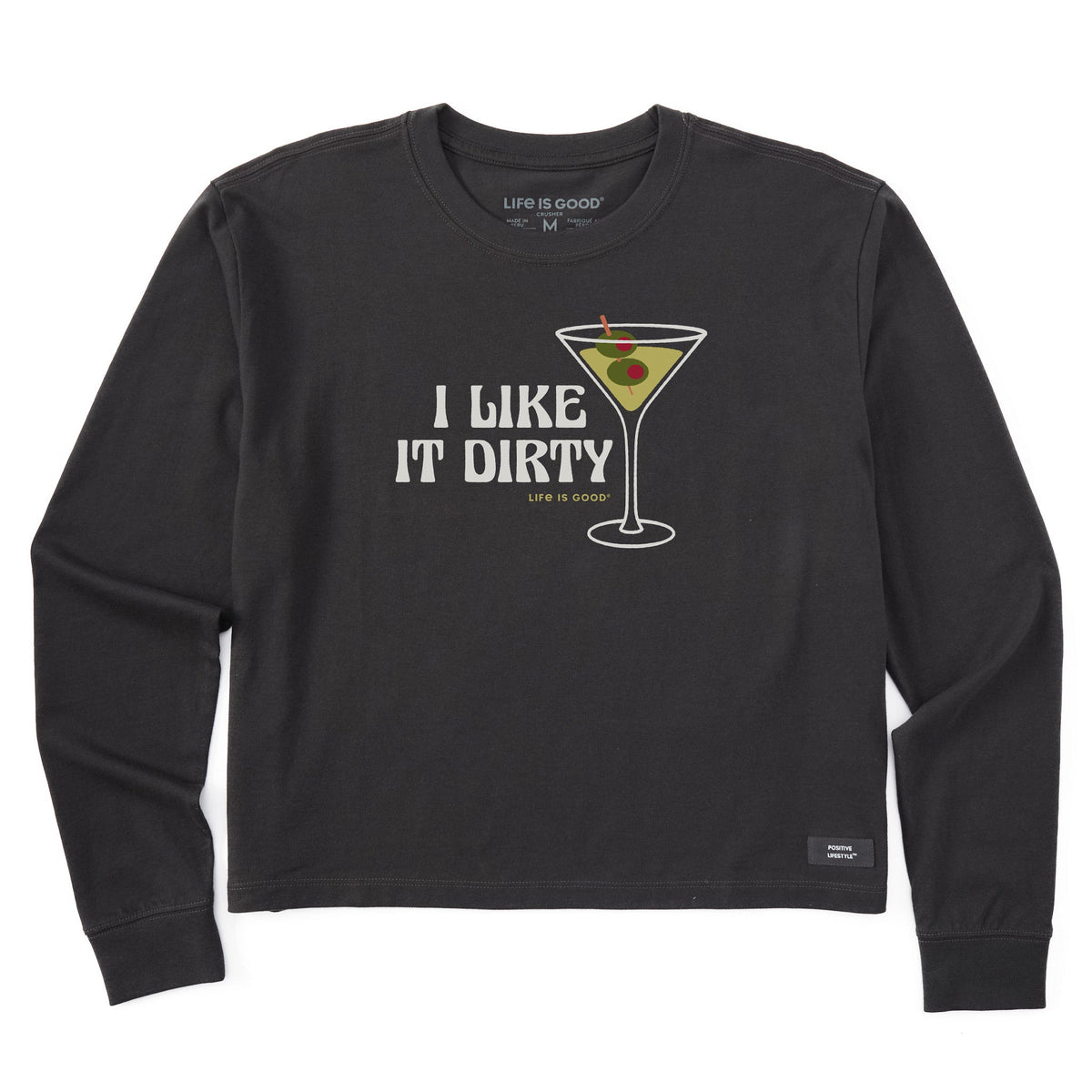 Women's I Like it Dirty Martini Long Sleeve Crusher Boxy Tee