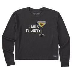 Women's I Like it Dirty Martini Long Sleeve Crusher Boxy Tee