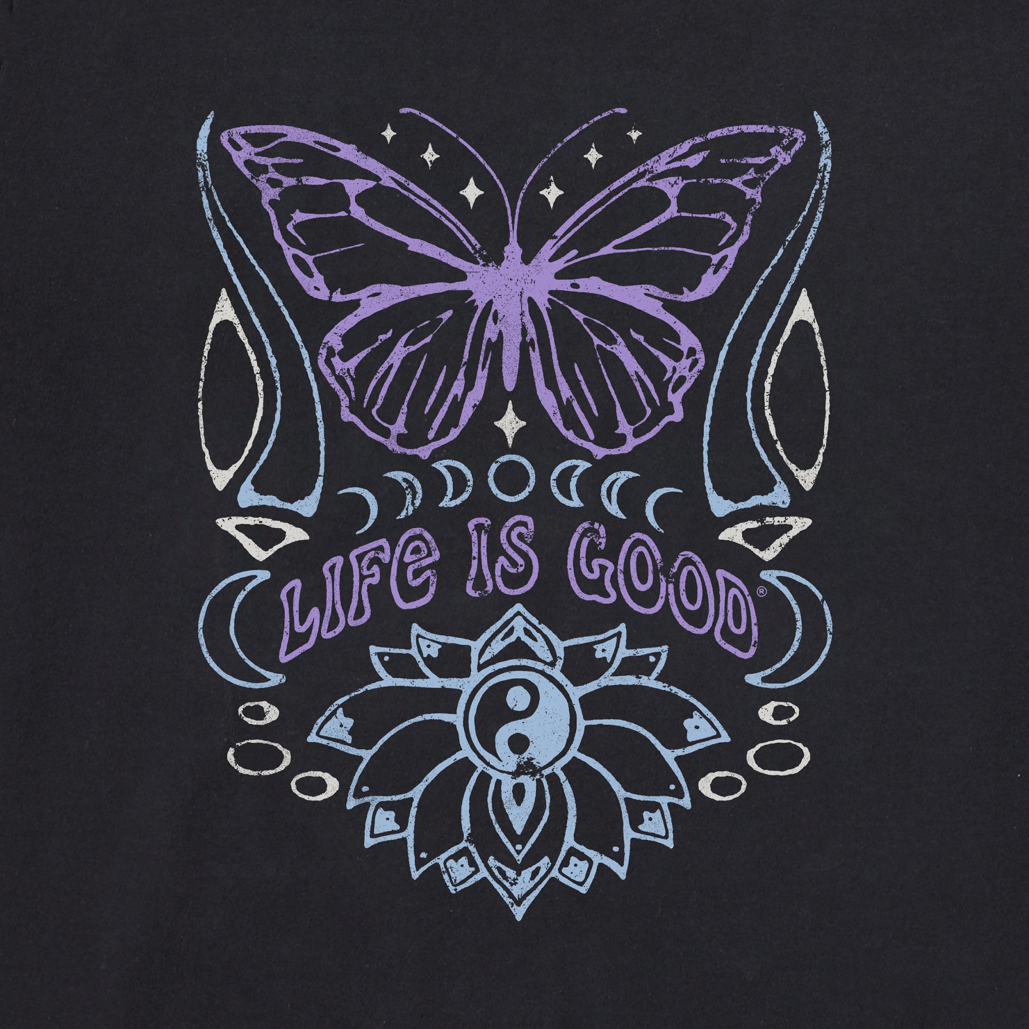 Women's Butterfly Yin Yang Long Sleeve Crusher Boxy Tee