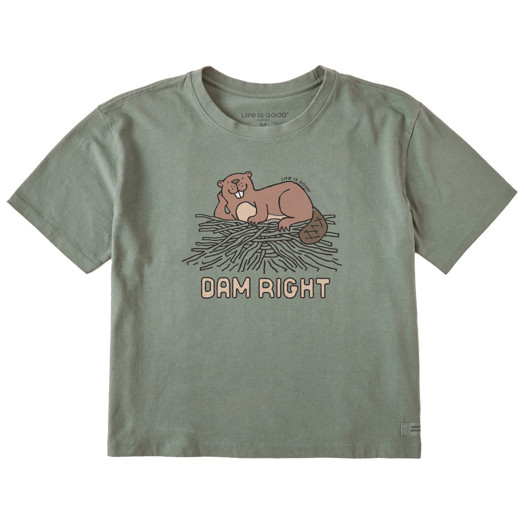 Women's Dam Right Beaver Short Sleeve Crusher Boxy Tee