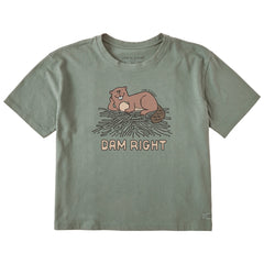 Women's Dam Right Beaver Short Sleeve Crusher Boxy Tee