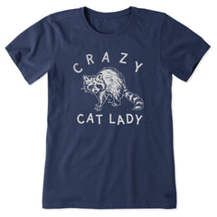 Women's Crazy Cat Lady Raccoon Short Sleeve Tee