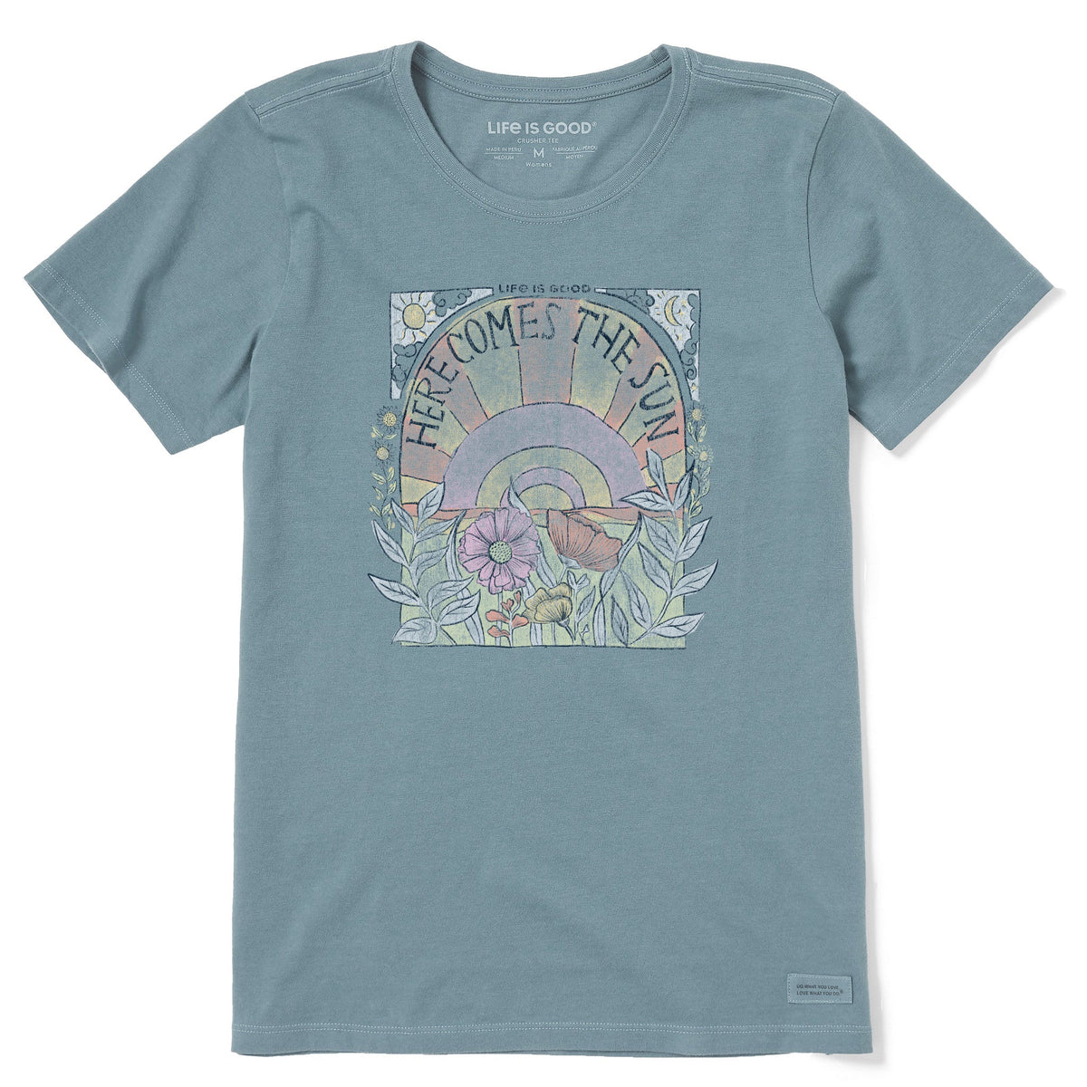 Women's Here Comes The Sun Hippie Short Sleeve Crusher Tee