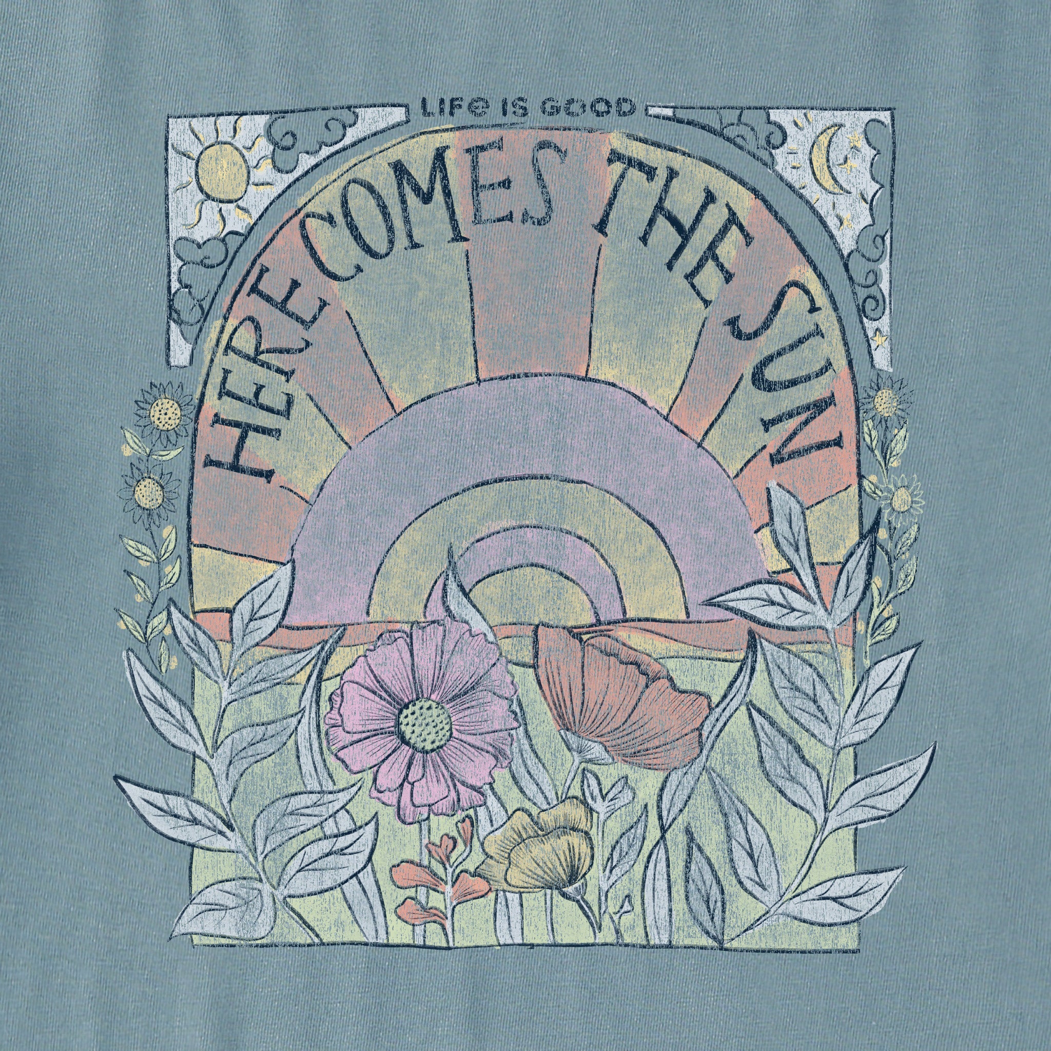 Women's Here Comes The Sun Hippie Short Sleeve Crusher Tee