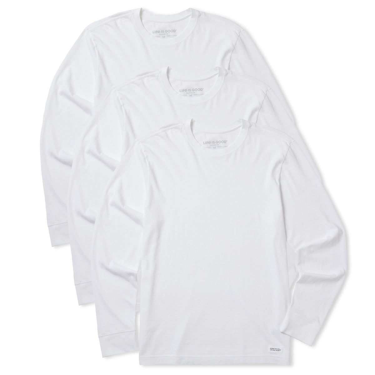 Men's Solid 3-Pack Long Sleeve Crusher Tee  Cloud White