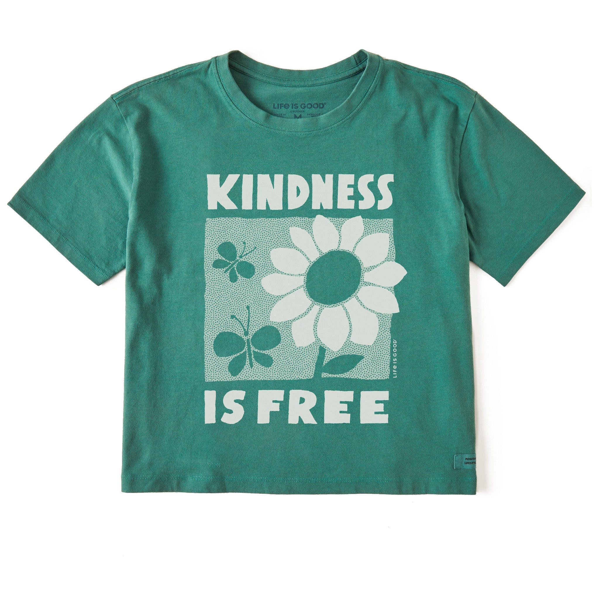 Women's Kindness is Free Flower Short Sleeve Crusher Boxy Tee