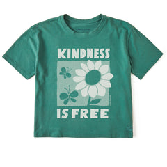 Women's Kindness is Free Flower Short Sleeve Crusher Boxy Tee