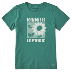 Women's Kindness is Free Flower Short Sleeve Crusher Tee