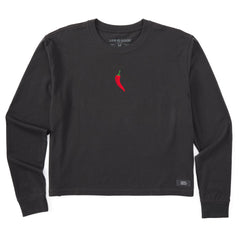 Women's Chili Pepper Mini Long Sleeve Crusher Boxy Tee