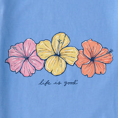 Women's 3 Hibiscuses Short Sleeve Crusher Vee