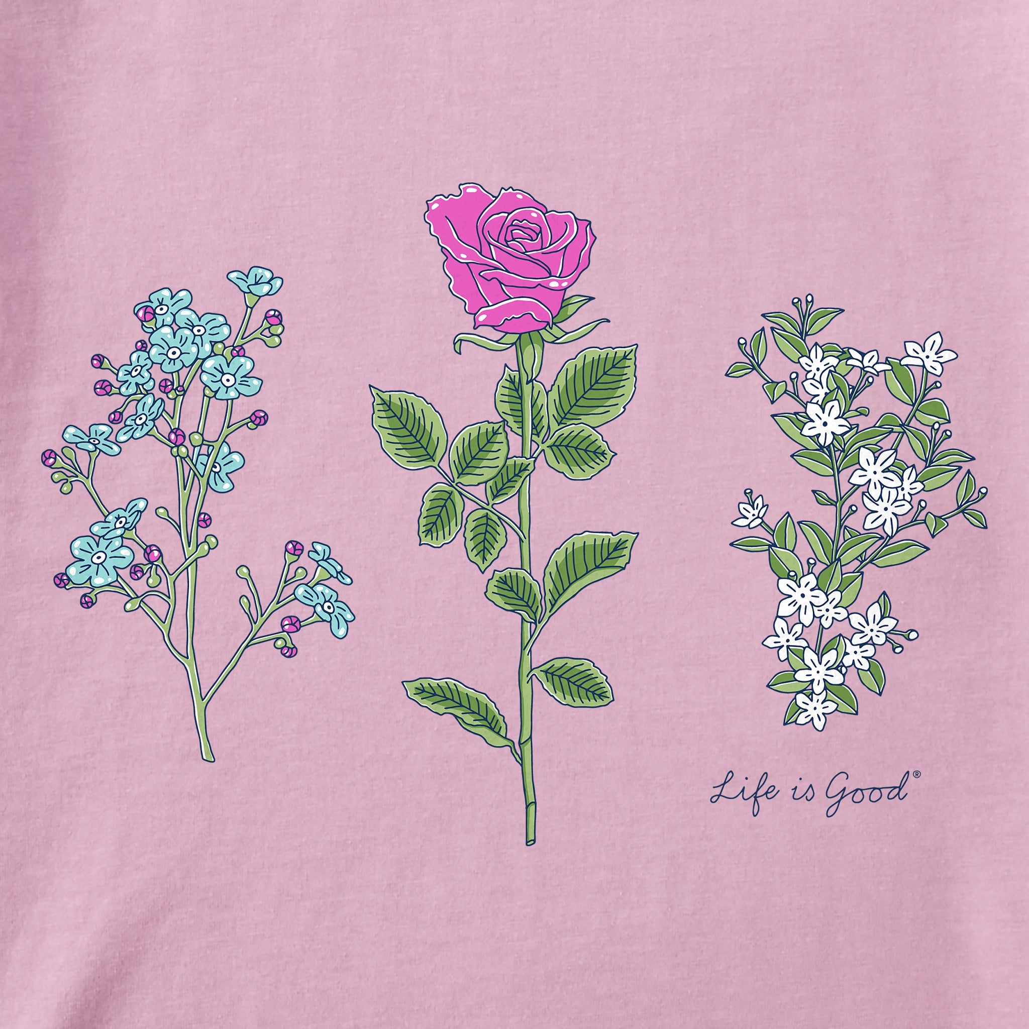 Women's 3 Botanical Rose Jasmine Short Sleeve Crusher Vee