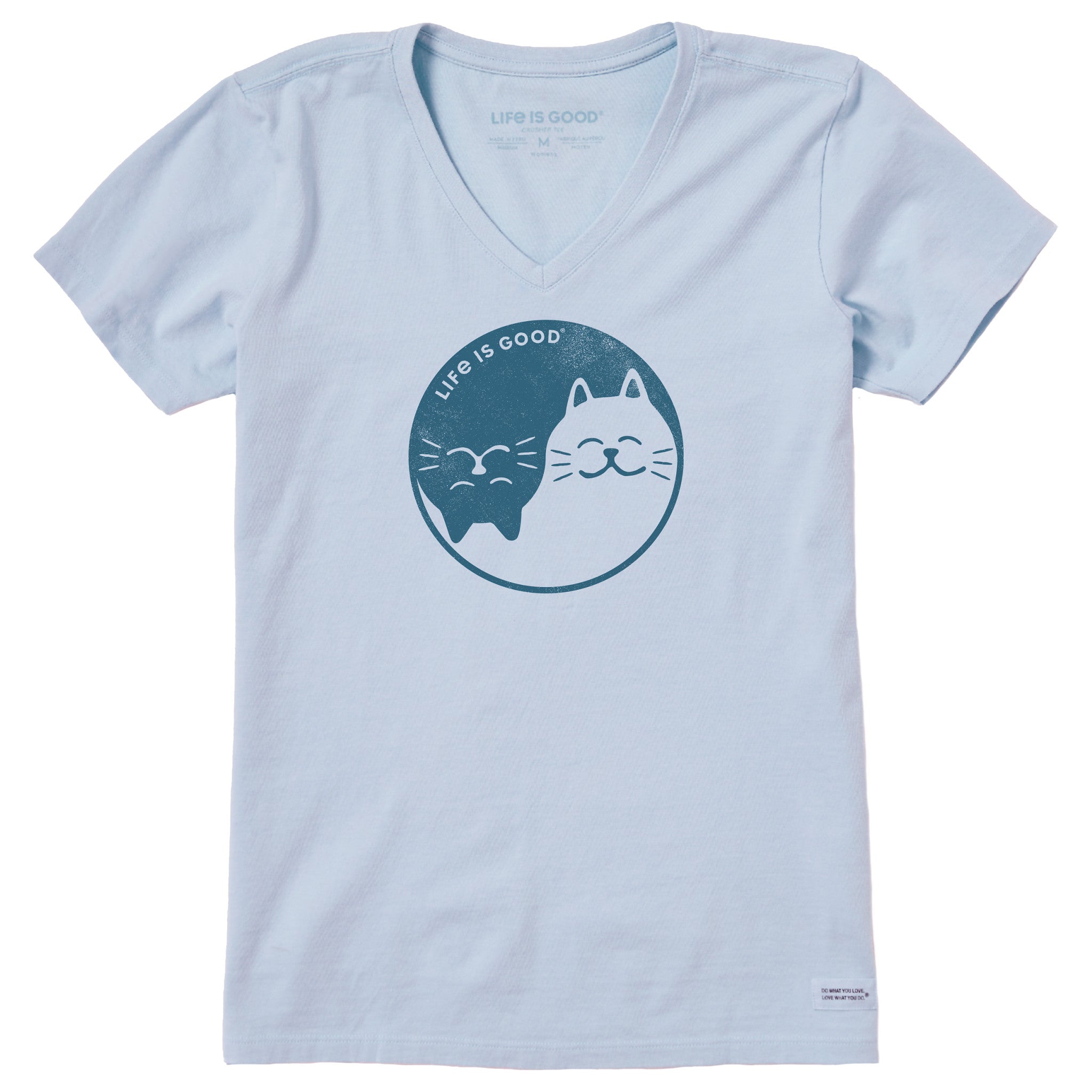 Women's Cat Yin and Yang Short Sleeve Crusher Vee