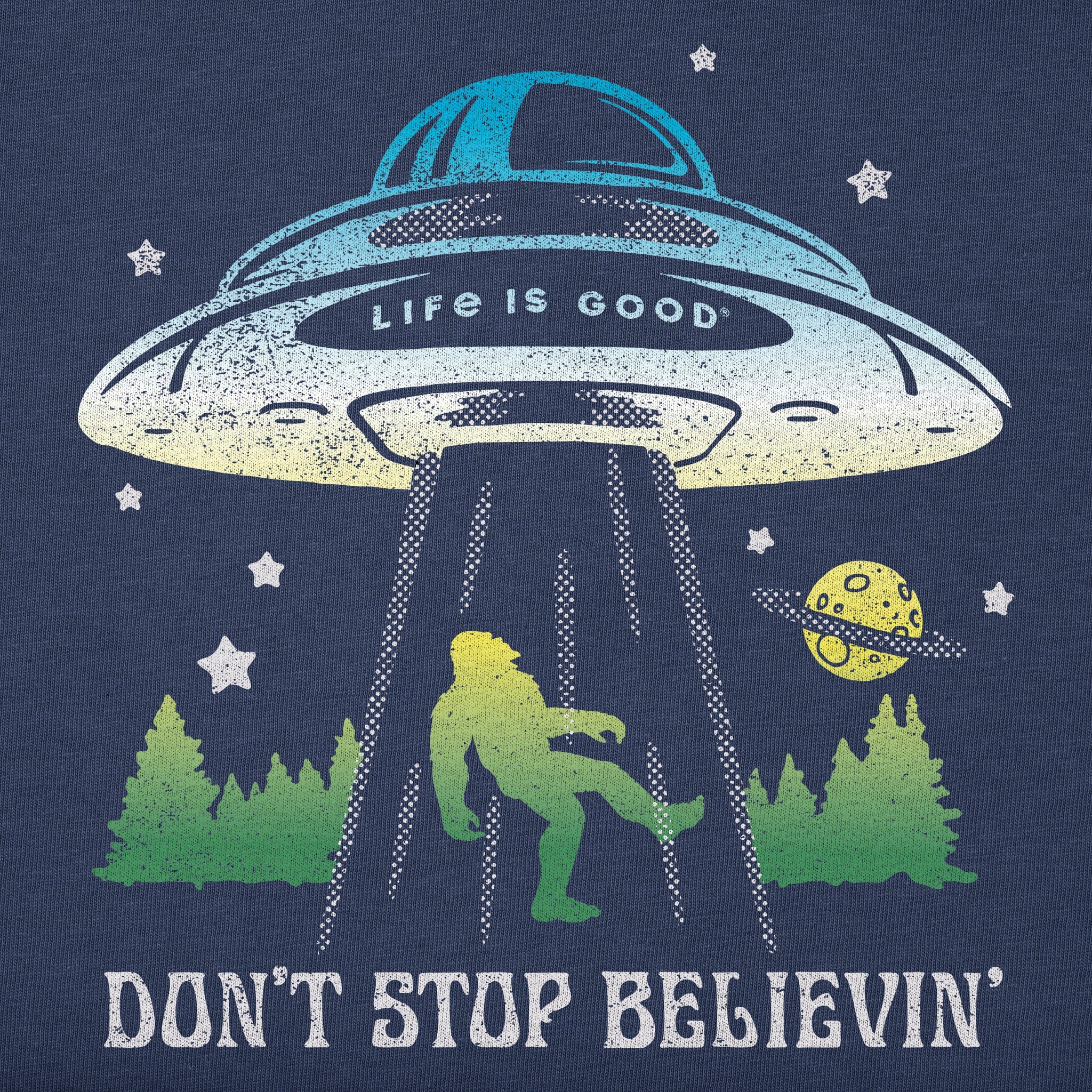 Kids Don't Stop Believin' Bigfoot Abduction Short Sleeve Crusher Tee