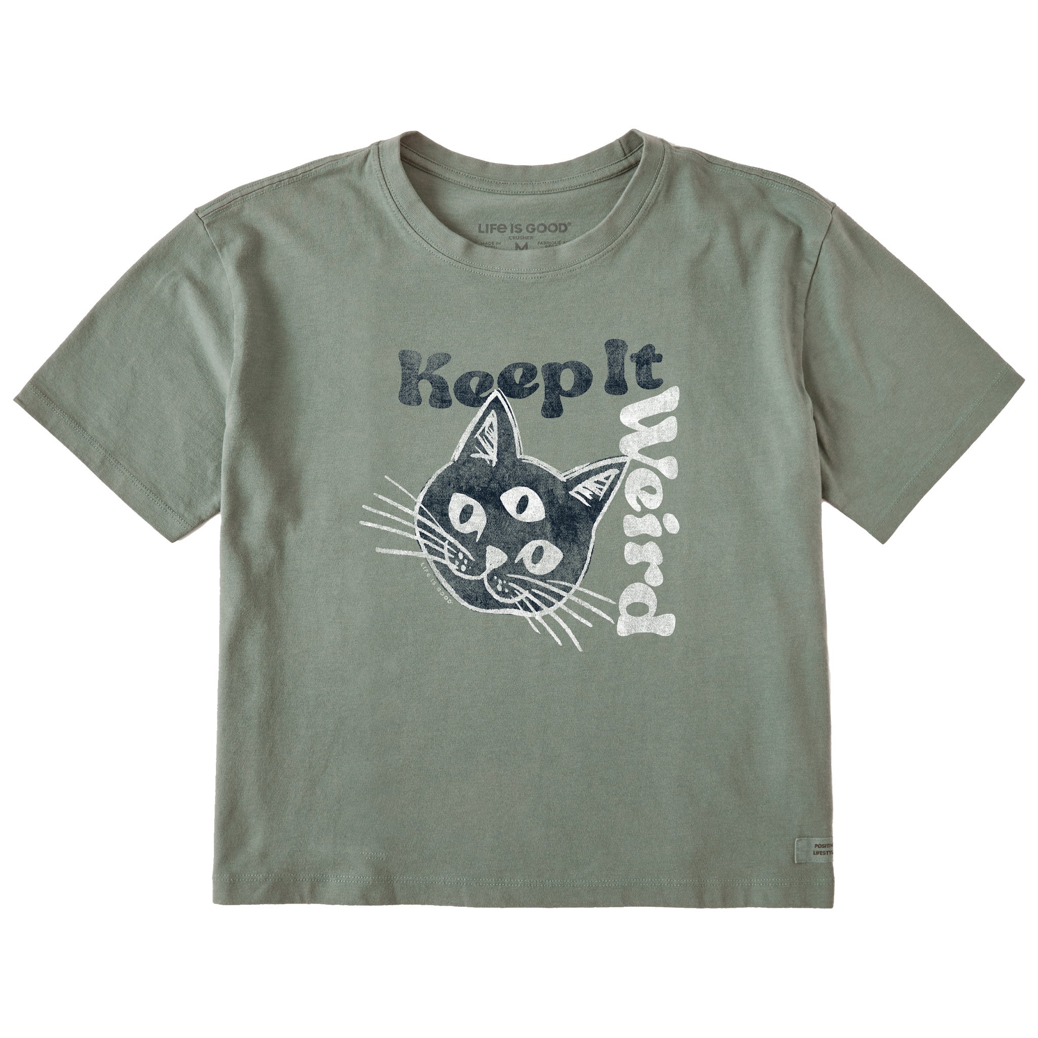 Women's Keep it Weird Cat Short Sleeve Crusher Boxy Tee