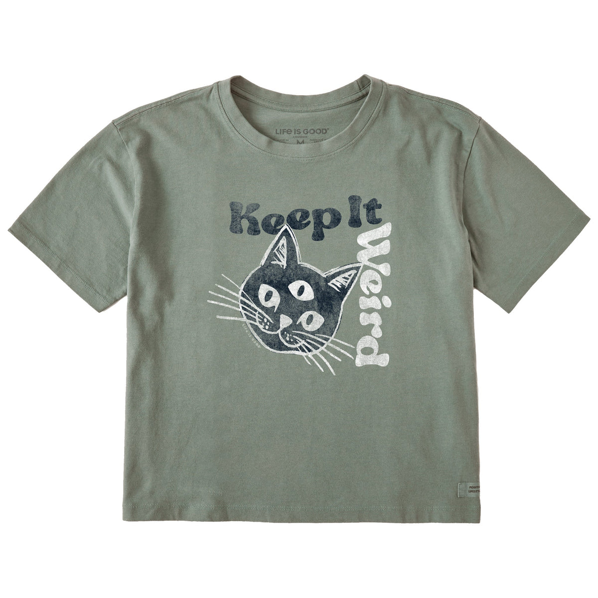 Women's Keep it Weird Cat Short Sleeve Crusher Boxy Tee