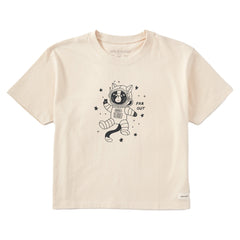Women's Far Out Catsronaut Short Sleeve Crusher Boxy Tee