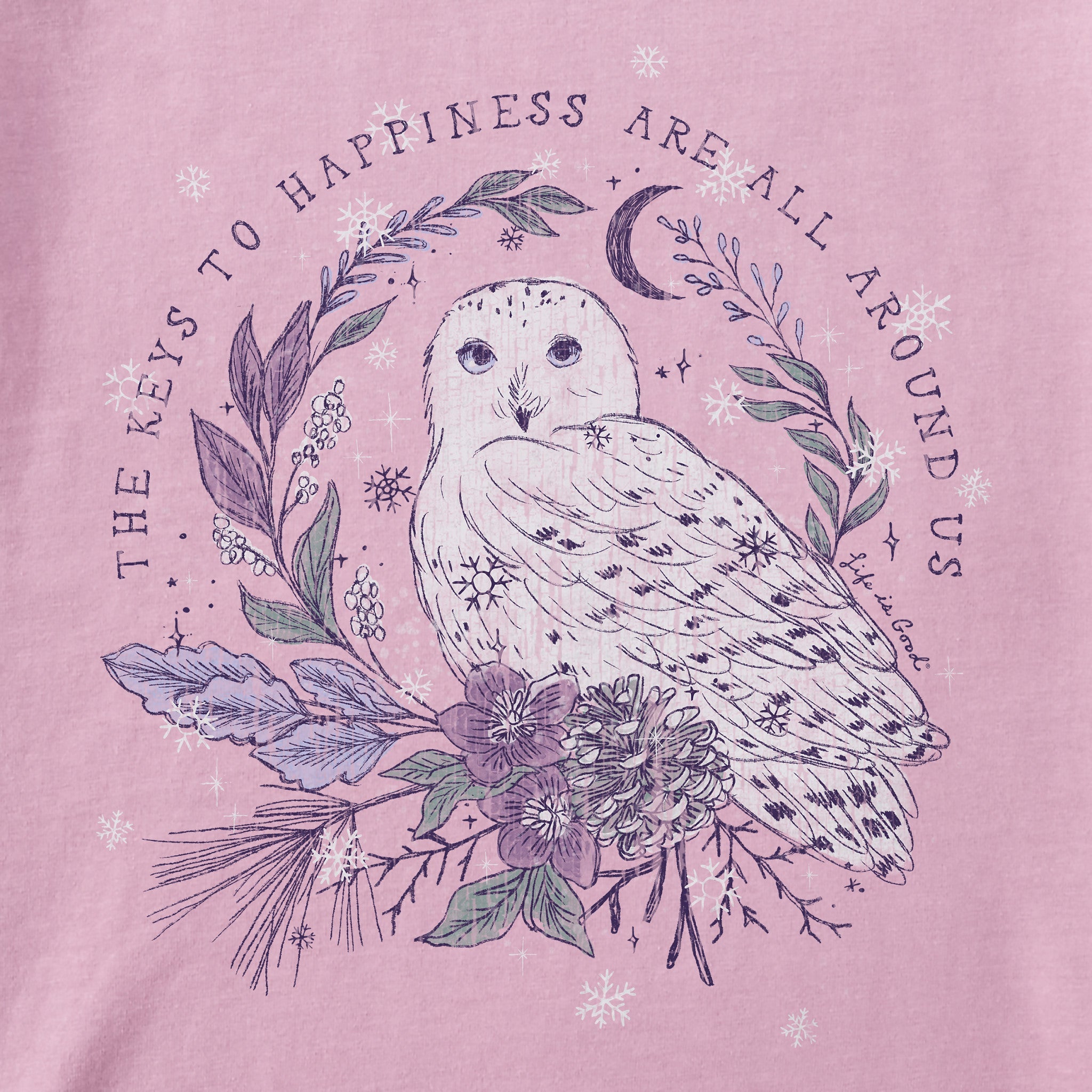 Women's Key to Happiness Snowy Owl Long Sleeve Crusher Tee