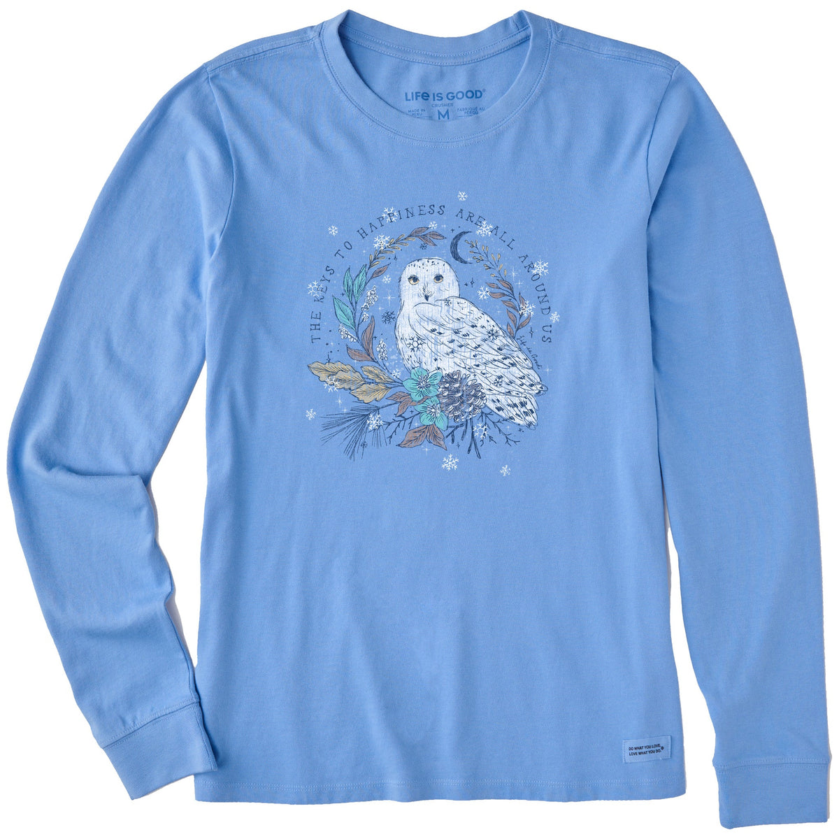 Women's Key to Happiness Snowy Owl Long Sleeve Crusher Tee