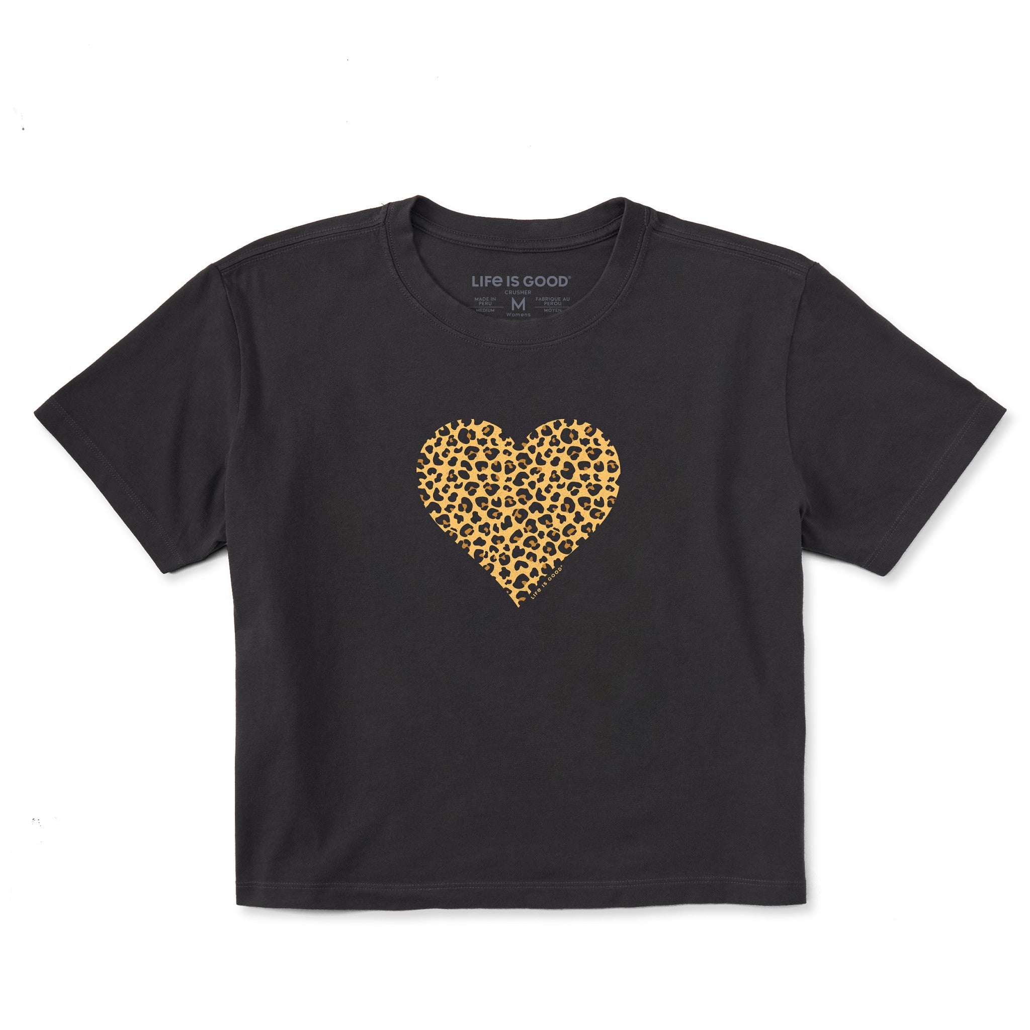 Women's Leopard Heart Short Sleeve Crusher Boxy Tee