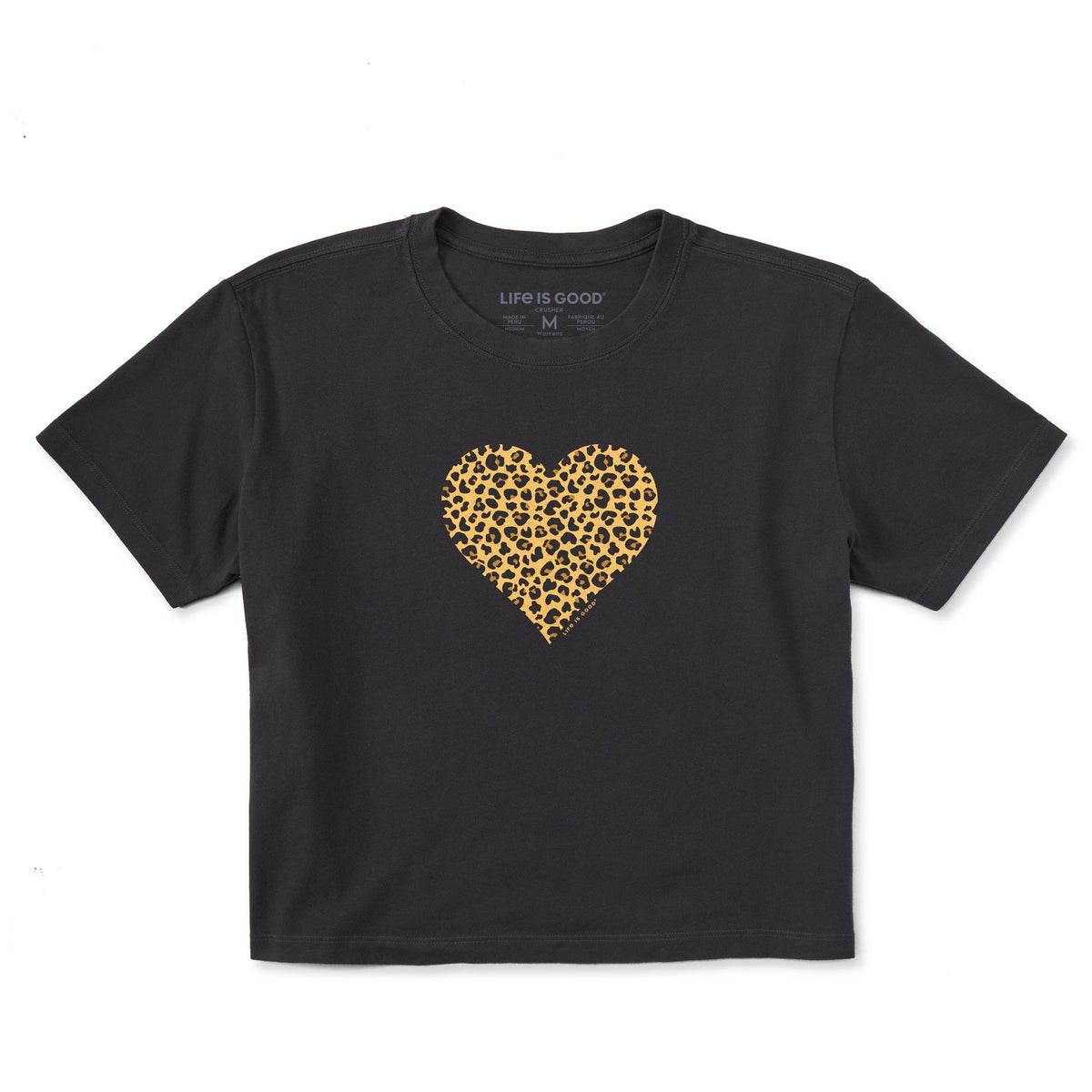 Women's Leopard Heart Short Sleeve Crusher Boxy Tee