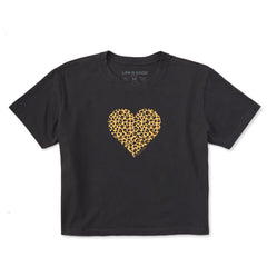 Women's Leopard Heart Short Sleeve Crusher Boxy Tee