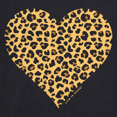 Women's Leopard Heart Short Sleeve Crusher Boxy Tee